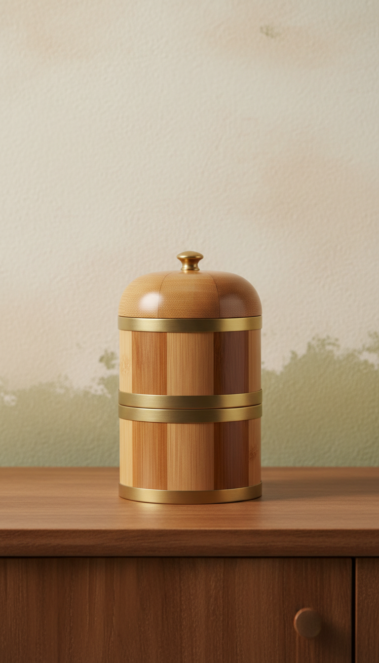 Limited Edition Bamboo and Gold Tea Caddy
